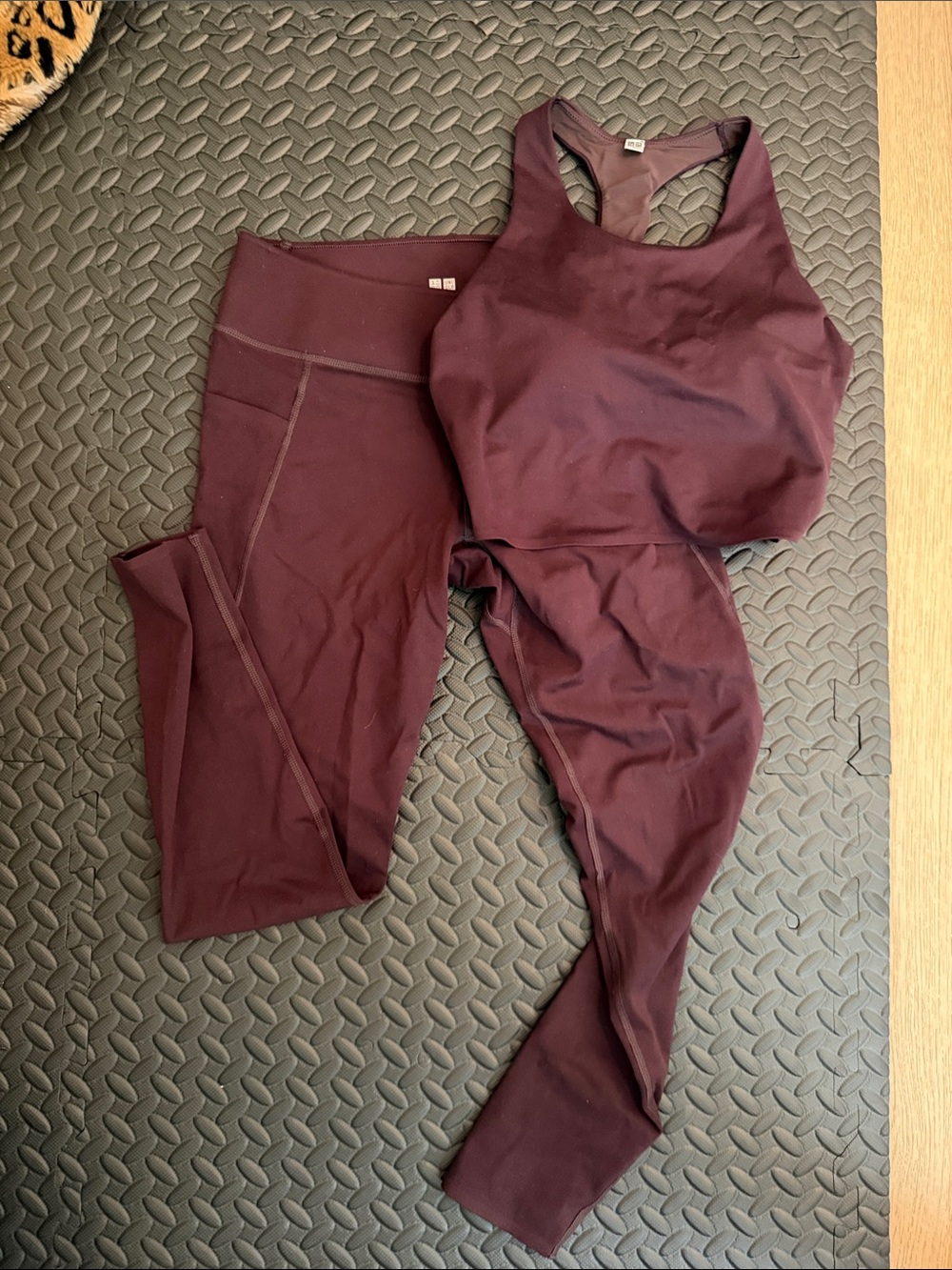Uniqlo Wine High-Waist Leggings with Matching Racerback Bra